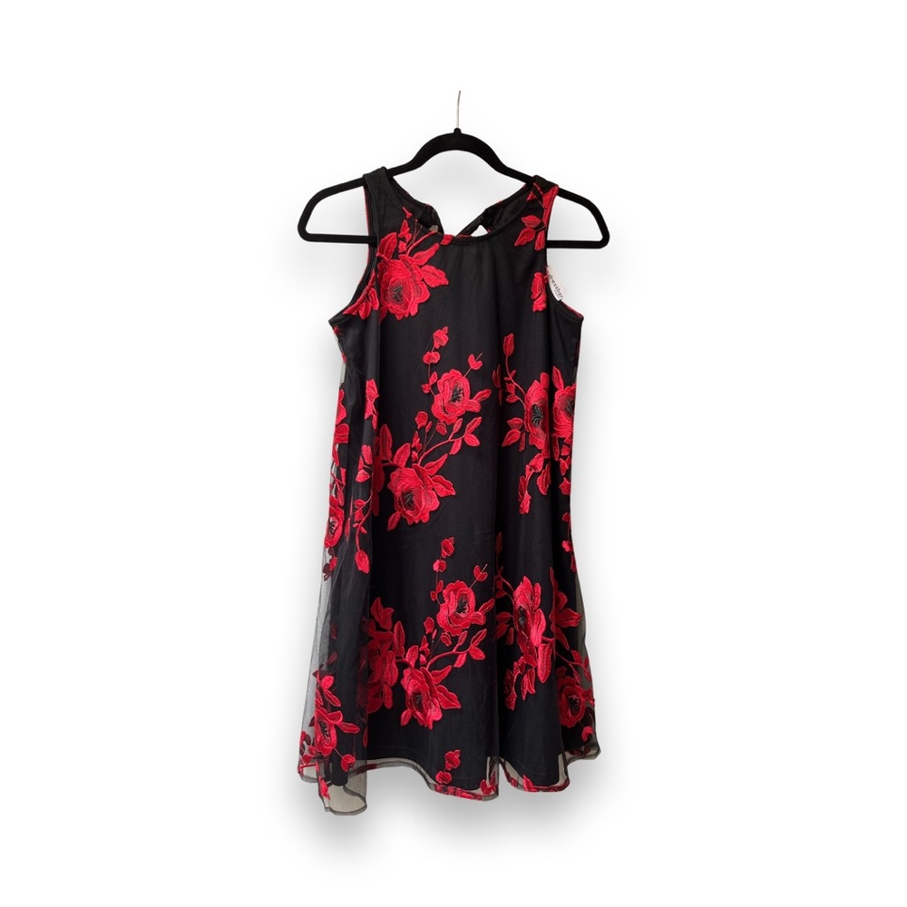 Black dress with red roses